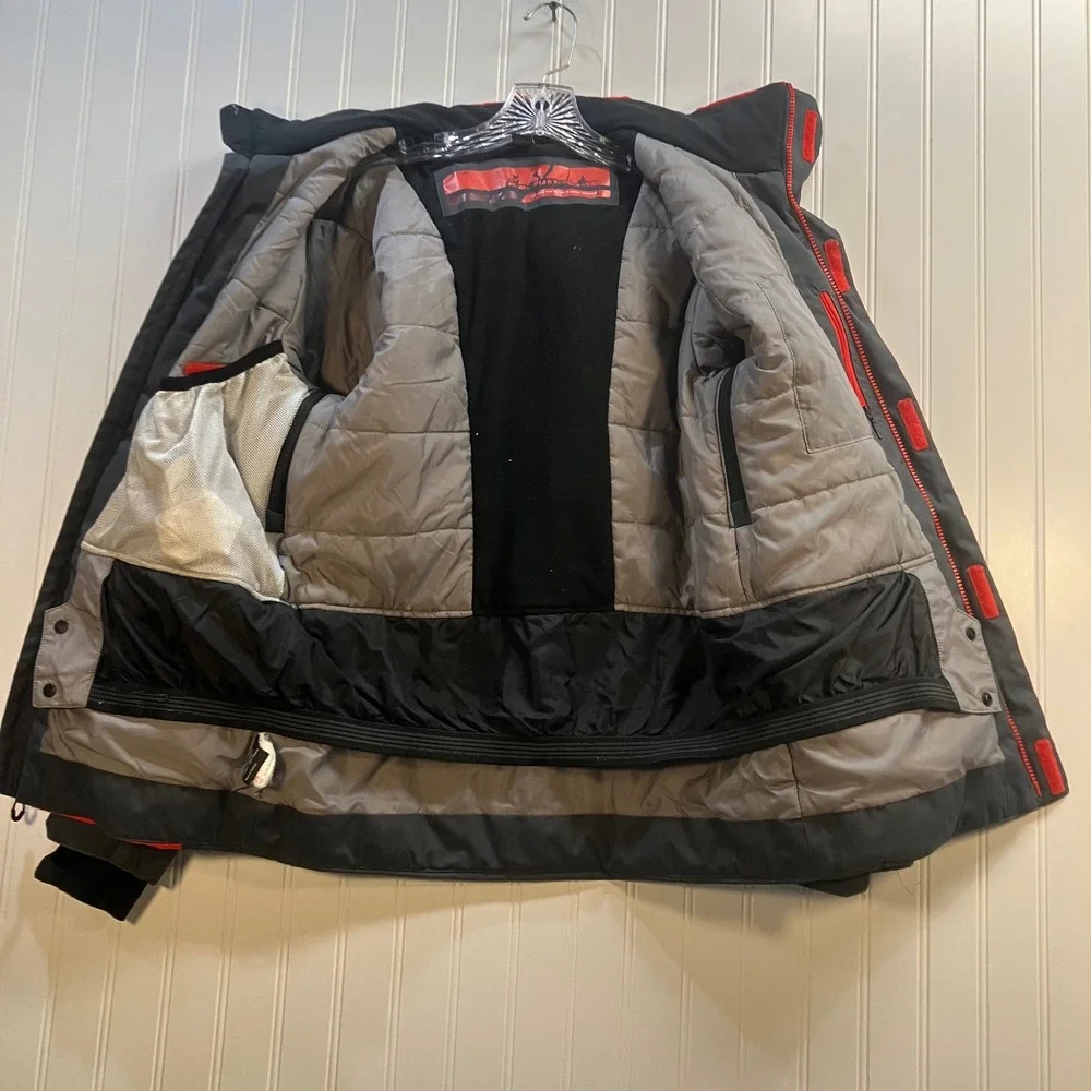 Obermeyer Rebel Jacket Teen Boy Large 14-16 Red Grey Insulated Ski Snow Gorpcore